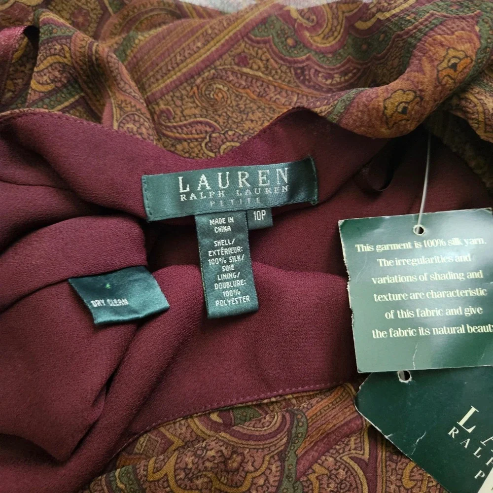 Lauren Ralph Lauren Womens Brown Paisley Ruffle Silk Boho Fairy Maxi Skirt 10